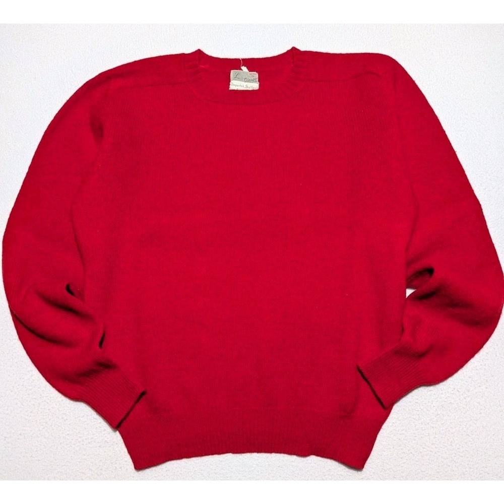 Lytton's Chicago Vintage Shetland Wool Crewneck Sweater Size 44 Red Mid-Century‎